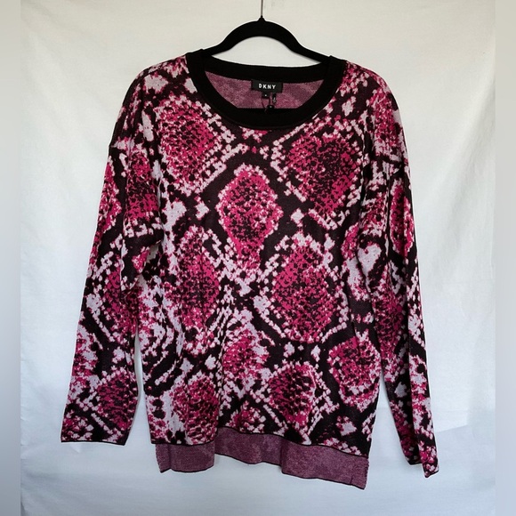Dkny Black and Pink Graphic Long Sleeve Sweater - Picture 2 of 8